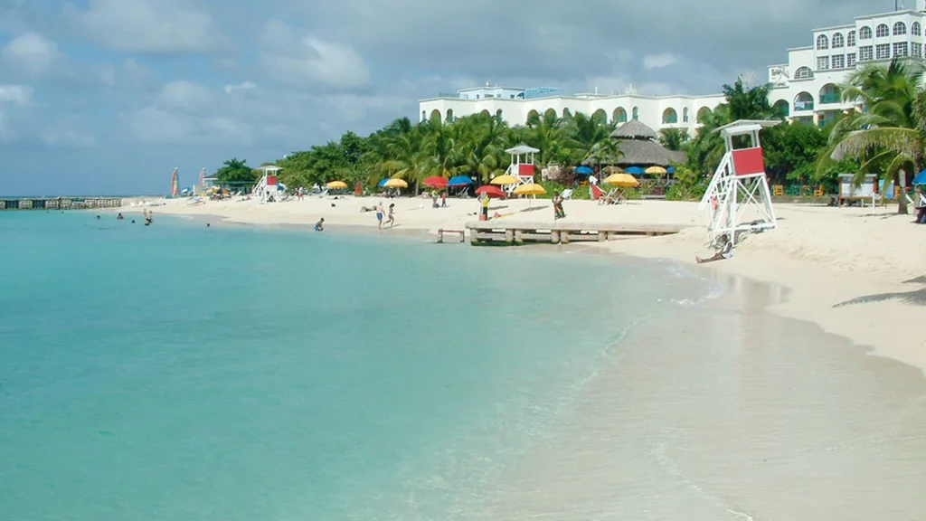 Coastal landscape and Caribbean Sea near Montego Bay Jamaica