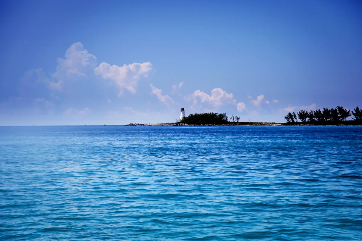Turquoise Caribbean coastline in Nassau Bahamas