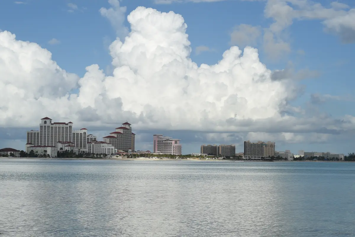 Cable Beach and the Baha Mar skyline in Nassau Bahamas