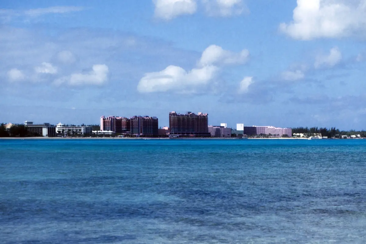 Archival view of Cable Beach in Nassau Bahamas