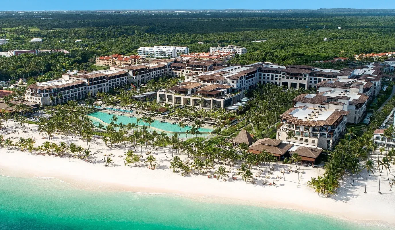 Aerial view of Lopesan Costa Bávaro Resort on Bávaro Beach in Punta Cana